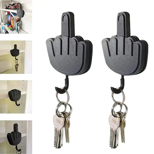 Creative Retractable Middle Finger Hook Key Holder